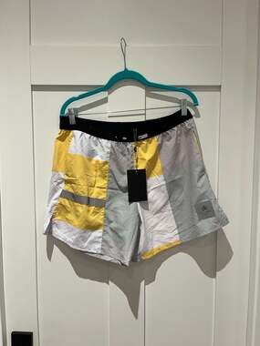 Rawgear Men's Yellow and Grey Patchwork Active Training Shorts